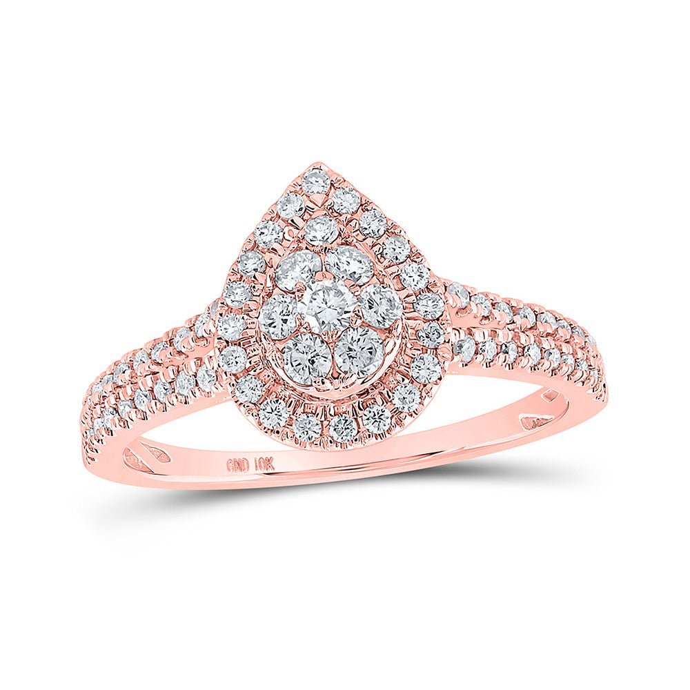 Rose Gold Teardrop Diamond Cluster Ring - Captivating Brilliance - Splendid Jewellery