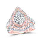 Rose Gold Teardrop Diamond Wedding Ring Band Set - A Captivating Symbol of Love and Elegance - Splendid Jewellery