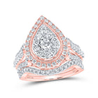 Rose Gold Teardrop Diamond Wedding Ring Band Set - A Captivating Symbol of Love and Elegance - Splendid Jewellery
