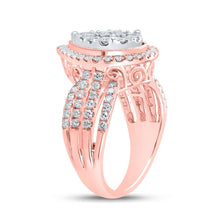 Load image into Gallery viewer, Rose Gold Teardrop Pear Diamond Cluster Ring - 1.5 Carat Total Weight - Second Side View