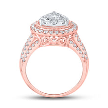 Load image into Gallery viewer, Rose Gold Teardrop Pear Diamond Cluster Ring - 1.5 Carat Total Weight - Side View