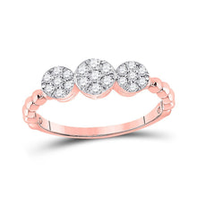 Load image into Gallery viewer, Rose Gold Triple Flower Diamond Cluster Ring - A Mesmerizing Masterpiece of Elegance - Splendid Jewellery