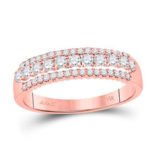 Load image into Gallery viewer, Rose Gold Triple Row Diamond Band: A Mesmerizing Statement of Elegance - Top View