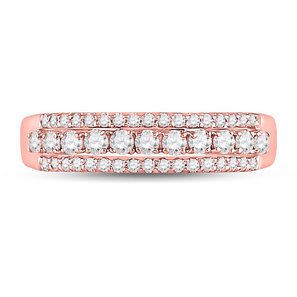 Rose Gold Triple Row Diamond Band: A Mesmerizing Statement of Elegance - Splendid Jewellery