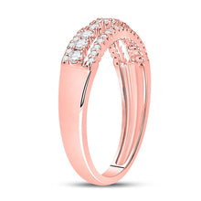 Load image into Gallery viewer, Rose Gold Triple Row Diamond Band: A Mesmerizing Statement of Elegance - Side View