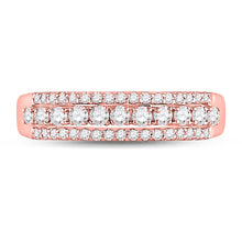 Load image into Gallery viewer, Rose Gold Triple Row Diamond Band: A Mesmerizing Statement of Elegance - Front View