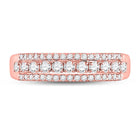 Rose Gold Triple Row Diamond Band: A Mesmerizing Statement of Elegance - Front View