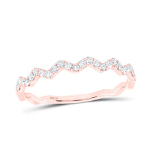 Load image into Gallery viewer, Rose Gold Zigzag Diamond Stackable Band Ring Top View from Splendid Jewellery