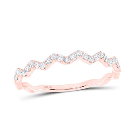 Rose Gold Zigzag Diamond Stackable Band Ring Top View from Splendid Jewellery