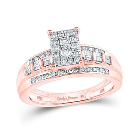 Rose Radiance: 10kt Rose Gold Diamond Cluster Bridal Wedding Engagement Ring 1/2 Cttw - Splendid Jewellery