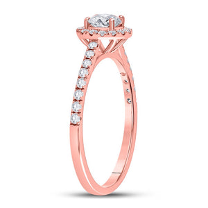 Rose Radiance: 14kt Rose Gold Round Diamond Halo Bridal Wedding Engagement Ring 3/4 Cttw - Splendid Jewellery