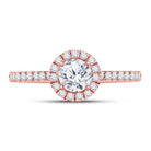 Rose Radiance: 14kt Rose Gold Round Diamond Halo Bridal Wedding Engagement Ring 3/4 Cttw - Splendid Jewellery