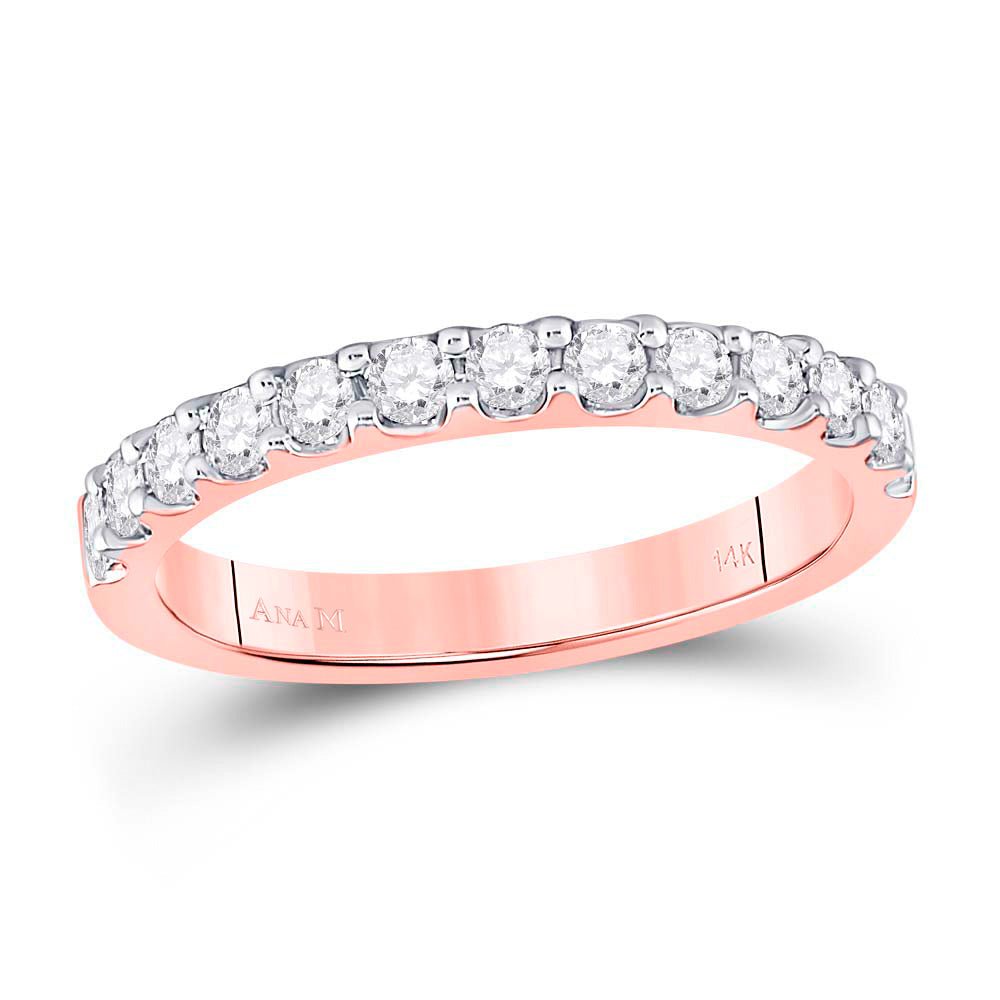 Rose Radiance: 14kt Rose Gold Women's Round Diamond Wedding Single Row Band - Splendid Jewellery