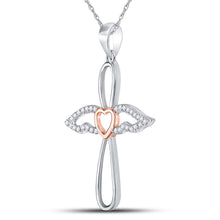 Load image into Gallery viewer, Rose - Tone Diamond Angel Cross Pendant - A Celestial Symphony of Elegance and Faith - Splendid Jewellery