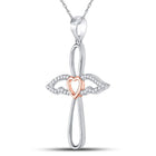 Rose - Tone Diamond Angel Cross Pendant - A Celestial Symphony of Elegance and Faith - Splendid Jewellery