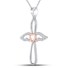 Rose-Tone Diamond Angel Cross Pendant - A Celestial Symphony of Elegance and Faith  Side View from Splendid Jewellery