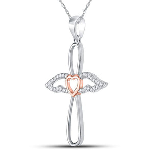 Rose - Tone Diamond Angel Cross Pendant - A Celestial Symphony of Elegance and Faith - Splendid Jewellery