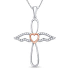Rose - Tone Diamond Angel Cross Pendant - A Celestial Symphony of Elegance and Faith - Splendid Jewellery