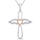 Rose - Tone Diamond Angel Cross Pendant - A Celestial Symphony of Elegance and Faith - Splendid Jewellery