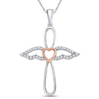Rose-Tone Diamond Angel Cross Pendant - A Celestial Symphony of Elegance and Faith  Top View from Splendid Jewellery