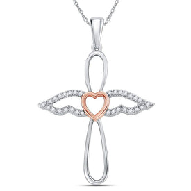 Rose-Tone Diamond Angel Cross Pendant - A Celestial Symphony of Elegance and Faith  Top View from Splendid Jewellery