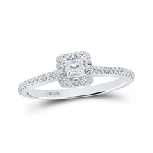 Load image into Gallery viewer, Royal Radiance 10kt White Gold Princess Diamond Halo Bridal Wedding Engagement Ring 1/3 Cttw - Splendid Jewellery