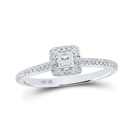 Royal Radiance 10kt White Gold Princess Diamond Halo Bridal Wedding Engagement Ring 1/3 Cttw - Splendid Jewellery
