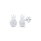 Royal Radiance: 10kt White Gold Womens Round Diamond Crown Earrings 1/5 Cttw - Splendid Jewellery