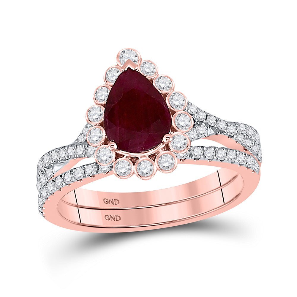 Royal Ruby Romance Bridal Ring Set - Splendid Jewellery