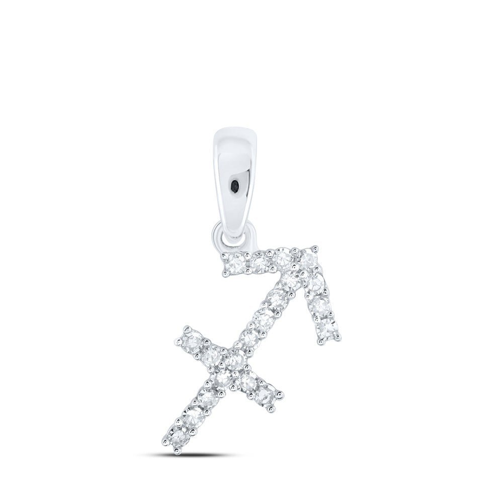 Sagittarius Sparkle: 10kt White Gold Diamond Zodiac Pendant - Splendid Jewellery