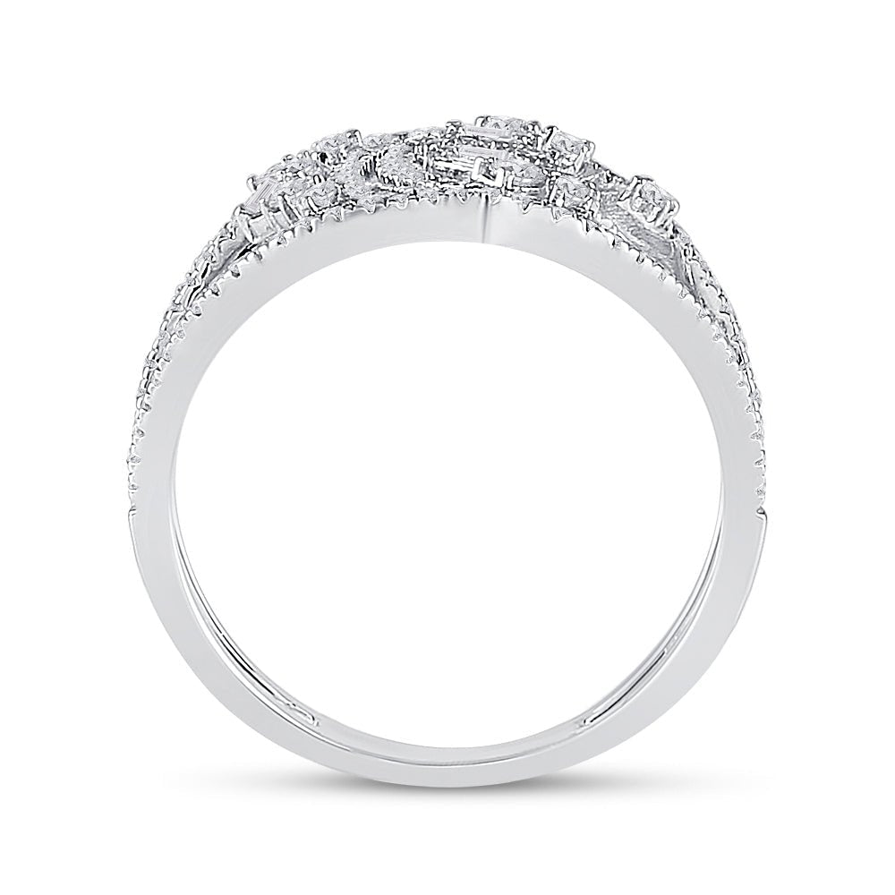 Scattered Brilliance | 14kt White Gold Women's Round Diamond Fashion Ring 1/2 Cttw - Splendid Jewellery