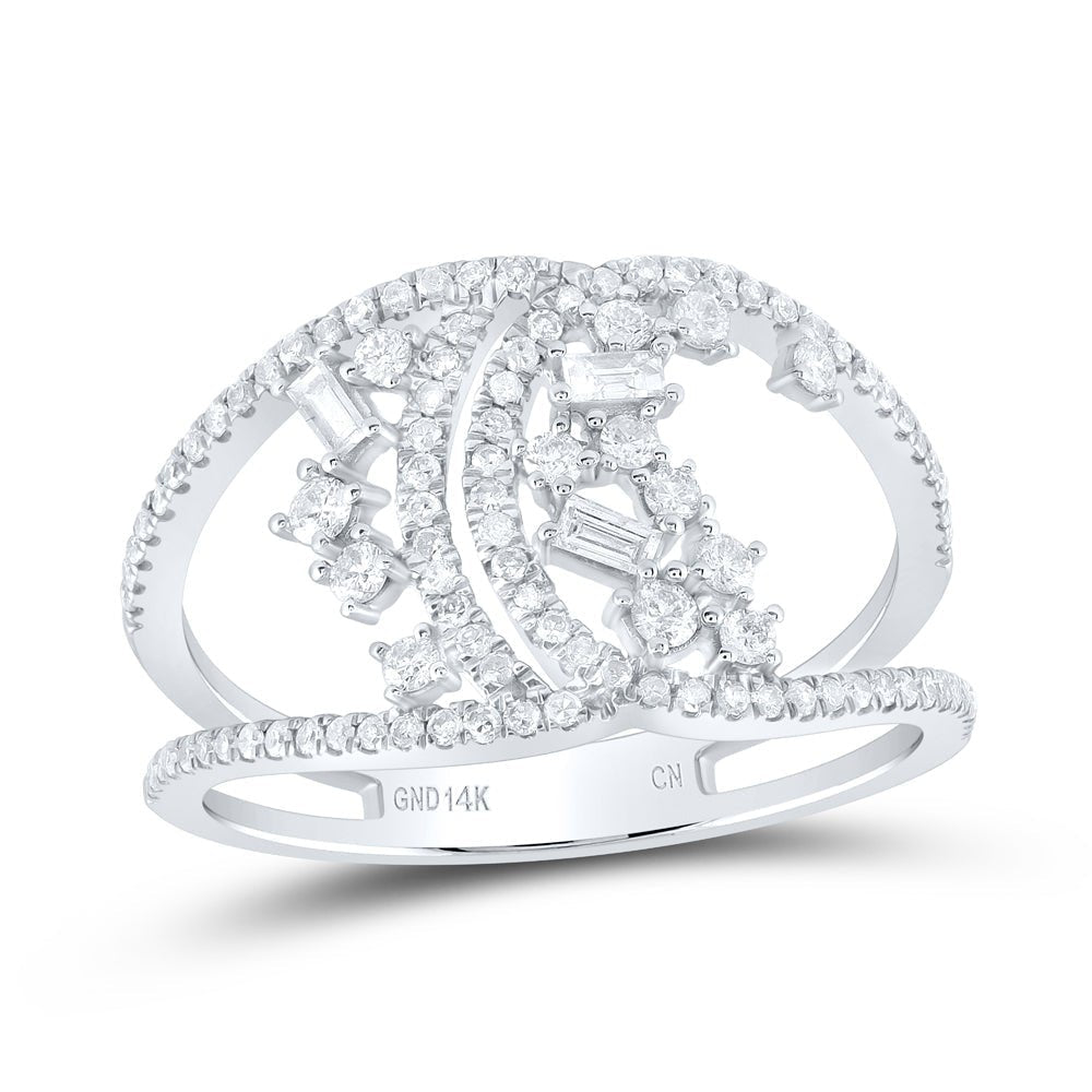 Scattered Brilliance | 14kt White Gold Women's Round Diamond Fashion Ring 1/2 Cttw - Splendid Jewellery