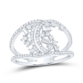 Scattered Brilliance | 14kt White Gold Women's Round Diamond Fashion Ring 1/2 Cttw - Splendid Jewellery