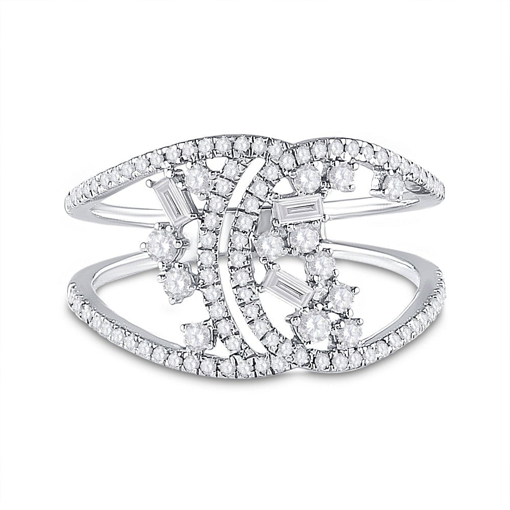 Scattered Brilliance | 14kt White Gold Women's Round Diamond Fashion Ring 1/2 Cttw - Splendid Jewellery