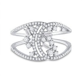 Scattered Brilliance | 14kt White Gold Women's Round Diamond Fashion Ring 1/2 Cttw - Splendid Jewellery