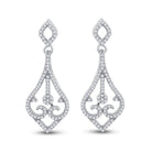 Scrolling Brilliance: 10kt White Gold Diamond Teardrop Dangle Earrings - Splendid Jewellery