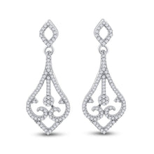 Load image into Gallery viewer, Scrolling Brilliance: 10kt White Gold Diamond Teardrop Dangle Earrings - Splendid Jewellery