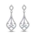 Scrolling Brilliance: 10kt White Gold Diamond Teardrop Dangle Earrings - Splendid Jewellery