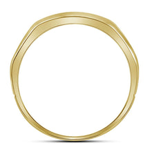 Load image into Gallery viewer, Sophisticated Brilliance: 10kt Two - tone Yellow Gold Mens Round Diamond Grooved Wedding Band Ring 1/4 Cttw - Splendid Jewellery