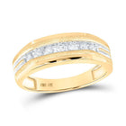Sophisticated Brilliance: 10kt Two - tone Yellow Gold Mens Round Diamond Grooved Wedding Band Ring 1/4 Cttw - Splendid Jewellery