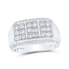 Sophisticated Brilliance: 10kt White Gold Mens Round Diamond Band Ring 1 - 1/2 Cttw - Splendid Jewellery