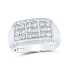 Sophisticated Brilliance: 10kt White Gold Mens Round Diamond Band Ring 1 - 1/2 Cttw - Splendid Jewellery