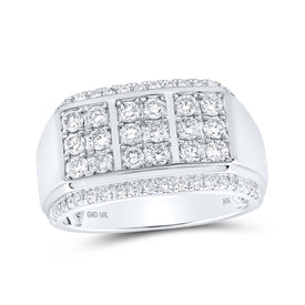 Sophisticated Brilliance: 10kt White Gold Mens Round Diamond Band Ring 1 - 1/2 Cttw - Splendid Jewellery