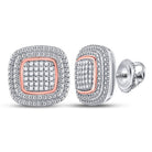 Sparkling 10kt Two - tone Gold Diamond Square Cluster Earrings - Splendid Jewellery