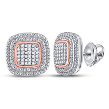 Load image into Gallery viewer, Sparkling 10kt Two - tone Gold Diamond Square Cluster Earrings - Splendid Jewellery