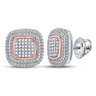 Sparkling 10kt Two - tone Gold Diamond Square Cluster Earrings - Splendid Jewellery