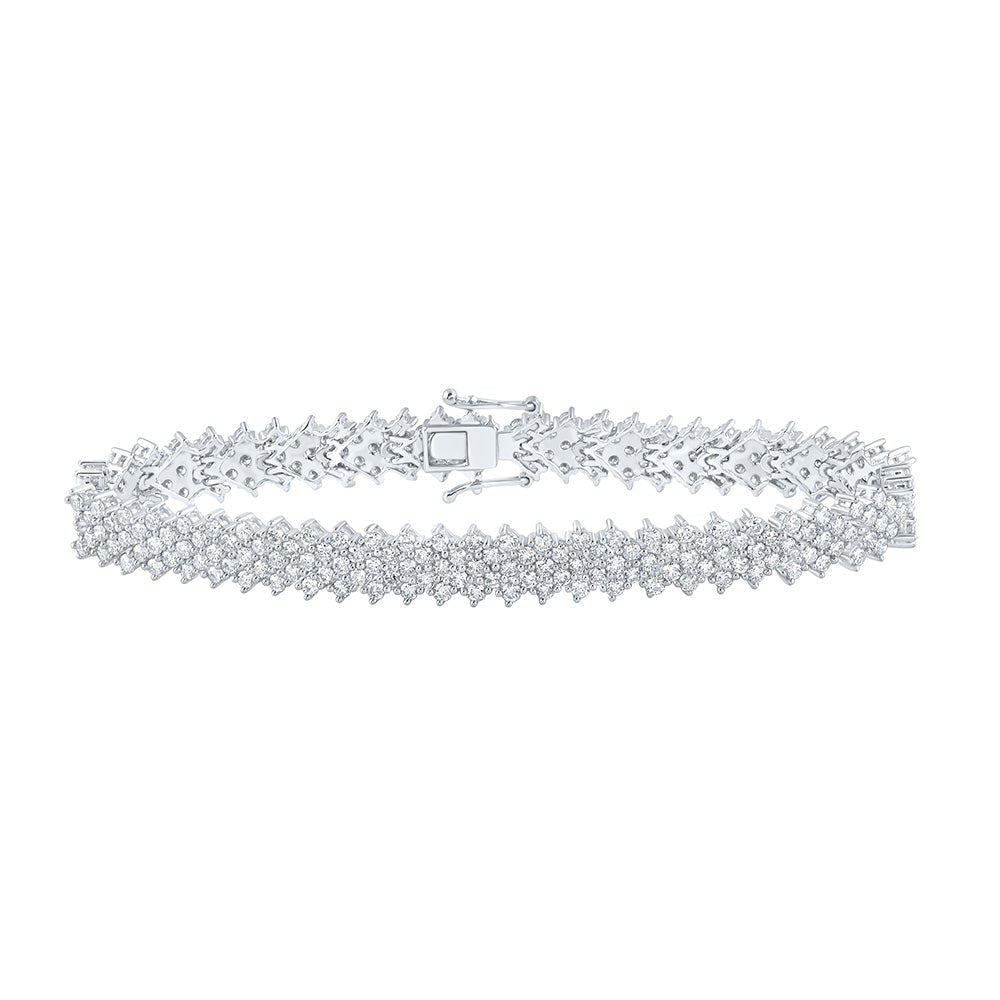 Sparkling 10kt White Gold Women's Round Diamond Fashion Bracelet - 7 Cttw - Splendid Jewellery