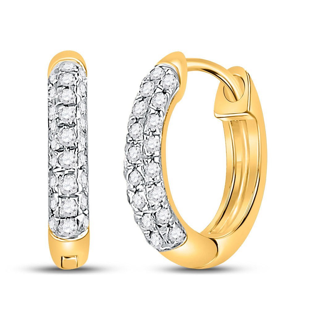 Sparkling 10kt Yellow Gold Diamond Hoop Earrings: Radiant Elegance for Every Occasion - Splendid Jewellery