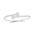 Sparkling Baguette Diamond Cuff Bangle Bracelet in 10kt White Gold - 1 - 5/8 Cttw - Splendid Jewellery