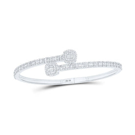 Sparkling Baguette Diamond Cuff Bangle Bracelet in 10kt White Gold - 1 - 5/8 Cttw - Splendid Jewellery